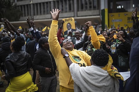 Supporters of Kenyan Deputy President William Ruto celebrate at his party headquarters in Nairobi, Kenya, Monday, Aug. 15, 2022. (Photo | AP)