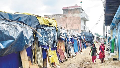 Rohingya refugee settlement area in Kalindi Kunj. (Photo | Express)