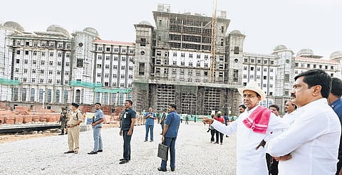 Chief Minister K Chandrasekhar Rao visits Secretariat to check the progress of the construction on Wednesday