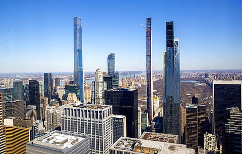 Four residential skyscrapers tower over the skyline south of Central Park in the Manhattan borough of New York City on Friday, Feb. 26, 2021. (Photo | AP)