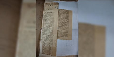 Newspaper cutting collected by professor P Sivadasan