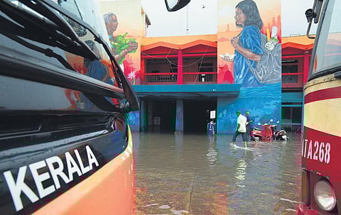 The Ernakulam KSRTC bus station that was flooded following the heavy rain on Monday | T P Sooraj