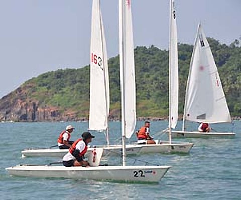 Participants of a sailing competition in the waters of the Ettikulam Bay, at Ezhimala in Kannur, Kerala. Representative image. (File photo | IANS)