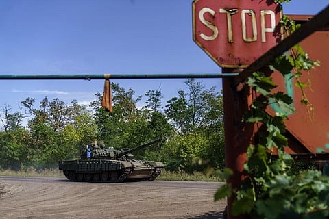 A Ukrainian military tank drives down the road in the Donetsk region, eastern Ukraine, Sunday, Aug. 21, 2022. (Photo | AP)