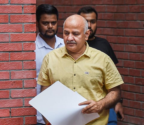 Deputy Chief Minister of Delhi Manish Sisodia during a press conference in New Delhi. (File Photo | PTI)