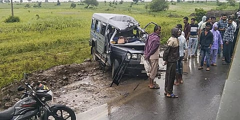 A visual from a jeep-truck collision in Madhya Pradesh's Ujjain. (Photo | PTI)