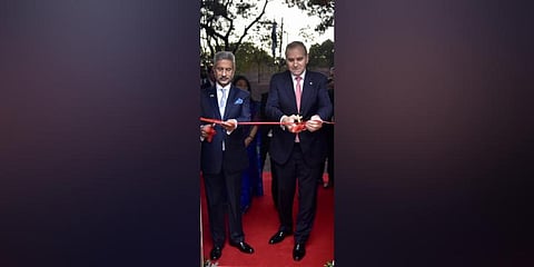 Jaishankar at the new Indian Embassy in Paraguay for the inauguration with FM Julio Cesar Arriola. (Photo | Twitter, @DrSJaishankar)