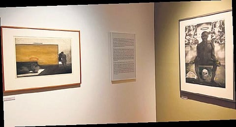 Images (topmost) of the artworks on display at the Kiran Nadar Museum of Art, Saket; (remaining) artworks by Anupam Sud