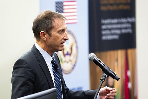 U.S. Deputy Special Envoy for Climate Rick Duke speaks at an Australian National University forum, in Canberra, Australia (Photo | AP)