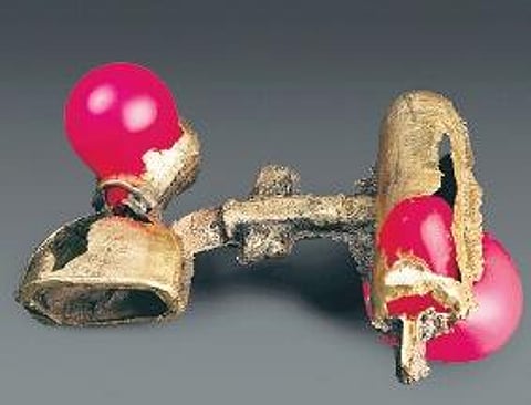 Artist Vanita Gupta’s works titled The Folding Cloud, displayed at Kalakriti Art Gallery.