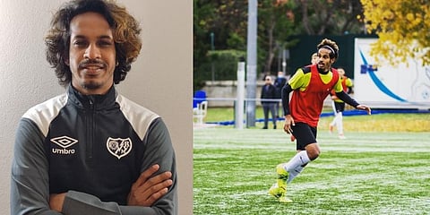 Karthik Thulasi, footballer in La Liga's Rayo Vallecano (Photo | Special Arrangement)