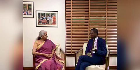 The two sides exchanged views on global economic and financial sector issues. (Photo | Twitter, @FinMinIndia)