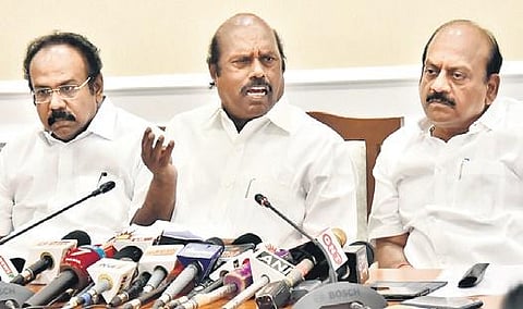 Ministers Thangam Thennarasu, E V Velu and T M Anbarasan
