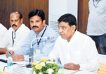 MP Nama Nageshwar Rao addresses the 74th Railway Zonal Consultative Committee meeting on Friday along with SCR GM (in-charge) Arun Kumar Jain