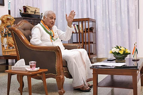 Kerala Governor Arif Mohammad Khan interacting with TNIE team of journalists as part of the Express Dialogues series. (Photo | BP Deepu, EPS)