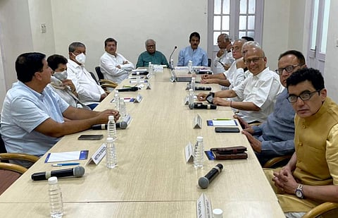 Congress leaders during CWC meeting (virtually) in New Delhi, Sunday, Aug. 28, 2022. (Photo | PTI)