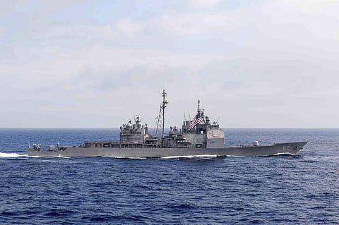 The guided-missile cruiser USS Chancellorsville (CG 62) transits the Philippine Sea (Photo | AP)