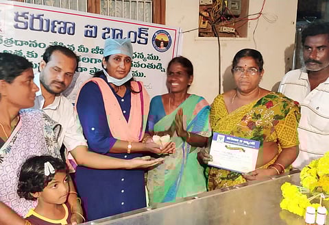 Dara Karunasree during an awareness programme on eye donation. (Photo | Express)