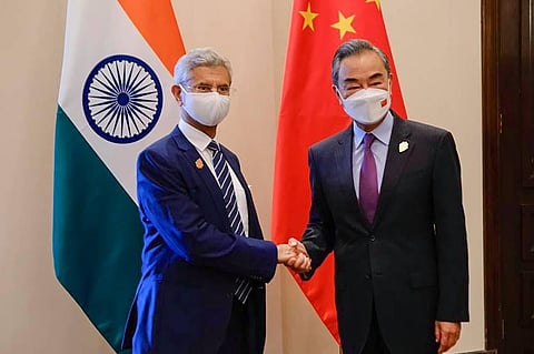 External Affairs Minister S Jaishankar with his Chinese counterpart Wang Yi during a bilateral meeting. (File Photo | PTI)