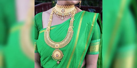 Model displaying necklaces born of tradition by GRT Jewellers (Photo | GRT Jewellers @ Instagram)