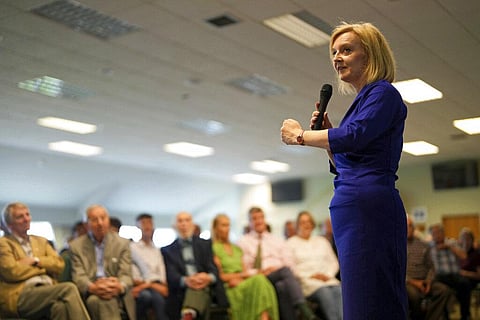 Liz Truss speaks during an event of her campaign to be leader of the Conservative Party and the next Prime Minister, in Ludlow, Britain. (Photo | AP)