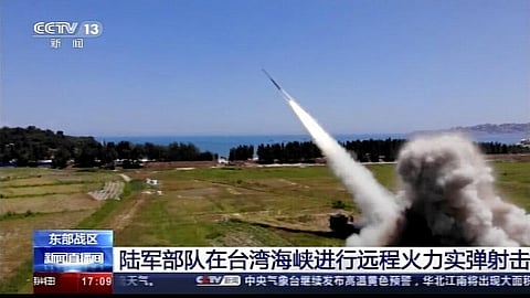 A projectile is launched from an unspecified location in China, Thursday, Aug. 4, 2022. (Photo |AP)