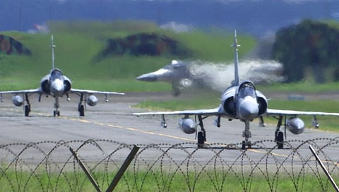 Taiwan Air Force Mirage fighter jets taxi on a runway at an airbase in Hsinchu, Taiwan, Friday, Aug. 5, 2022. (Photo | AP)