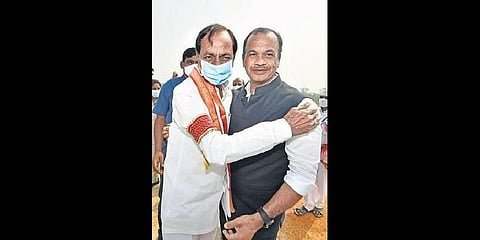 Congress MP Komatireddy Venkat Reddy with Telangana CM CM