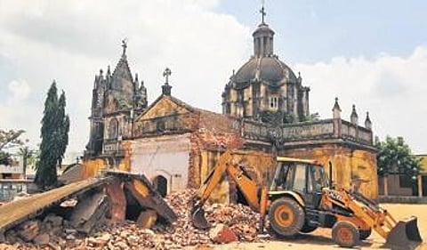 St. Susaiyappar Church being demolished at Palayam village | Express