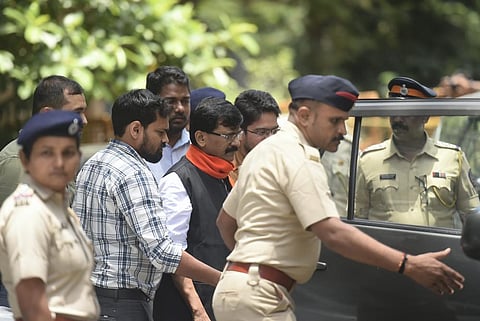 Shiv Sena MP Sanjay Raut escorted by police. (File Photo | PTI)