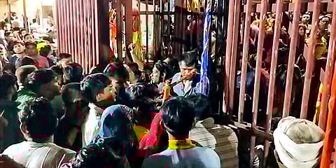 A stampede situation occurred at the Khatu Shyam Ji temple, in Sikar district of Rajasthan, on Aug 8 2022. Three women were killed in the stampede that took place during the Ekadashi fair. (Photo | PT