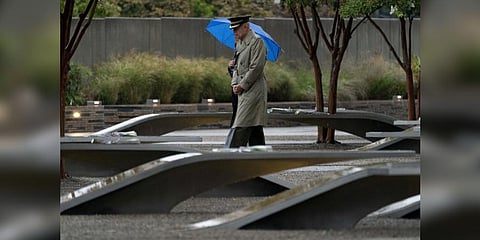 Visitors walk through the National 9/11 Pentagon Memorial outside the Pentagon in Washington. (Photo | AP)
