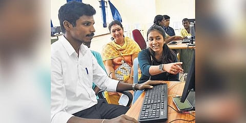 Students at the TNEA counselling which commenced on Saturday | P Ashwin