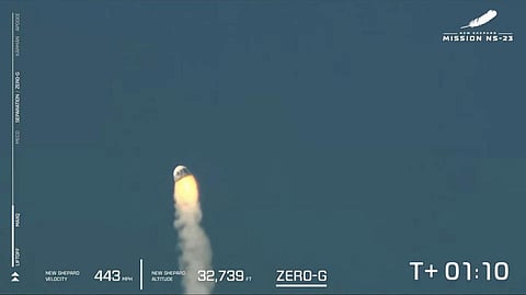 This image provided by Blue Origin shows a capsule containing science experiments after a launch failure on Monday, Sept. 12, 2022. (Photo | Blue Origin via AP)