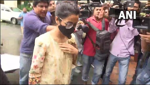 TMC MP Abhishek Banerjee's sister-in-law Maneka Gambhir arrives at the ED office in Kolkata.