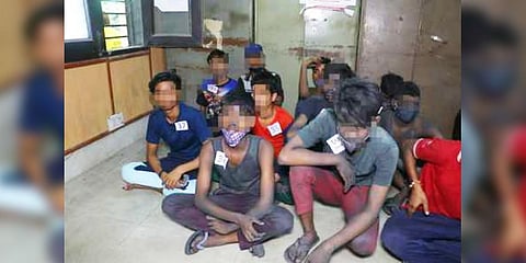 The teenage kids who were rescued by the NGO from child labour.