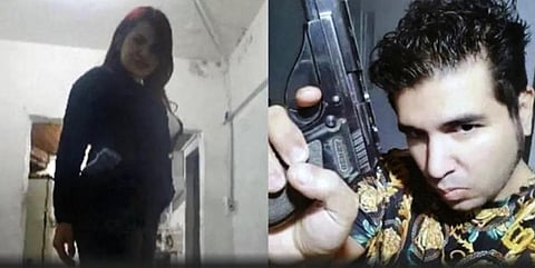 Fernando Andres Sabag Montiel (R) and Brenda Uliarte posing with the gun allegedly used to attack Argentina’s Vice-President Cristina Fernandez de Kirchner last week.(Photo | AFP)