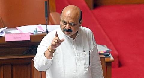 Karnataka Chief Minister Basavaraj Bommai in the Assembly. (Photo | Nagaraja Gadekal, EPS)