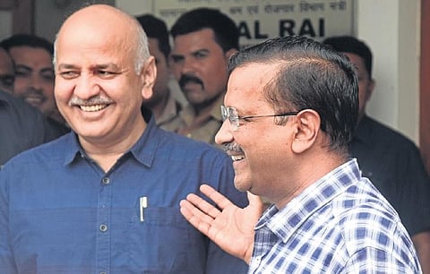 Chief Minister Arvind Kejriwal and Deputy CM Manish Sisodia addresses media after the end of the special Assembly session on Thursday | Parveen Negi