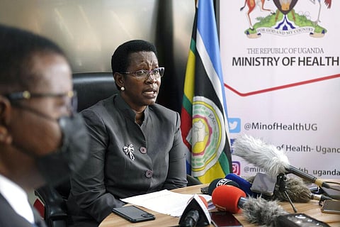 Permanent Secretary of the Ministry of Health Diana Atwine confirms a case of Ebola in the country, at a press conference in Kampala, Uganda, Tuesday, Sept. 20, 2022.(Photo | AP)
