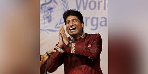 Raju Srivastava reacts during an event in Delhi. (Photo | PTI)