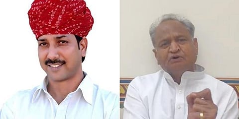 Rajendra Gudha (L), and Ashok Gehlot (R). (Photo | PTI/ Rajendra Singh Gudha Twitter)