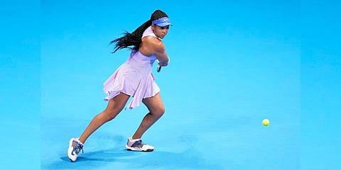 Naomi Osaka of Japan returns a shot against Daria Saville of Australia during a singles match in the Pan Pacific Open tennis tournament in Tokyo. (Photo | AP)