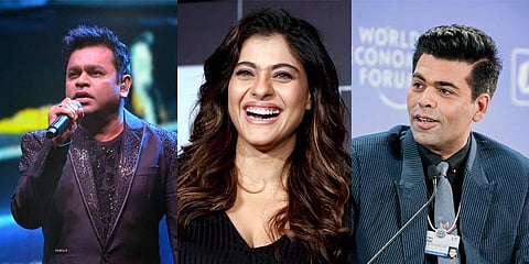 A R Rahman, Kajol and Karan Johar (Photo | PTI)