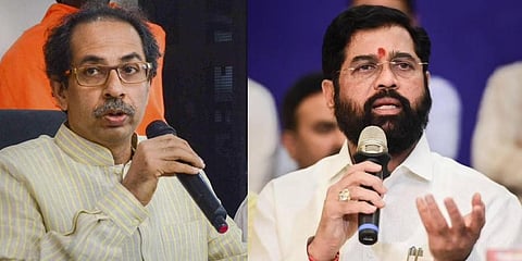 Uddhav Thackeray (L) and Maharashtra Chief Minister Eknath Shinde. (File Photo)