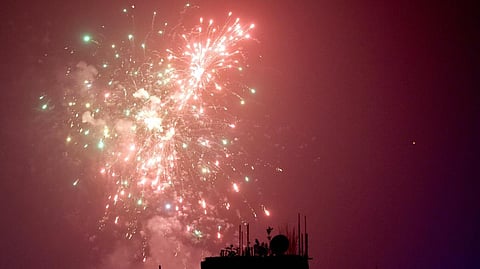 The social media was abuzz with residents uploading videos of the sky filled with the lights from crackers.