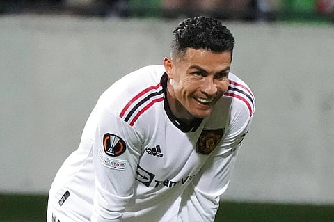 Manchester United's Cristiano Ronaldo smiles during the Europa League. (File photo | AP)