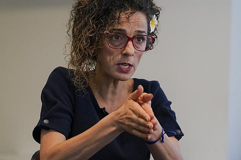 Iranian dissident Masih Alinejad gestures as she speaks during an interview with The Associated Press, Friday, Sept. 23, 2022, in New York. (Photo | AP)