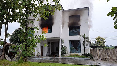 Resort owned by Pulkit Arya was set on fire by the locals.(Photo |Twitter)