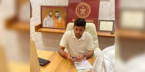 Shrikant Shinde was seen sitting on the CM's chair (Photo | Twitter)